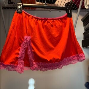 Target Women's Red Sleep Skirt with Pink Lace Trim